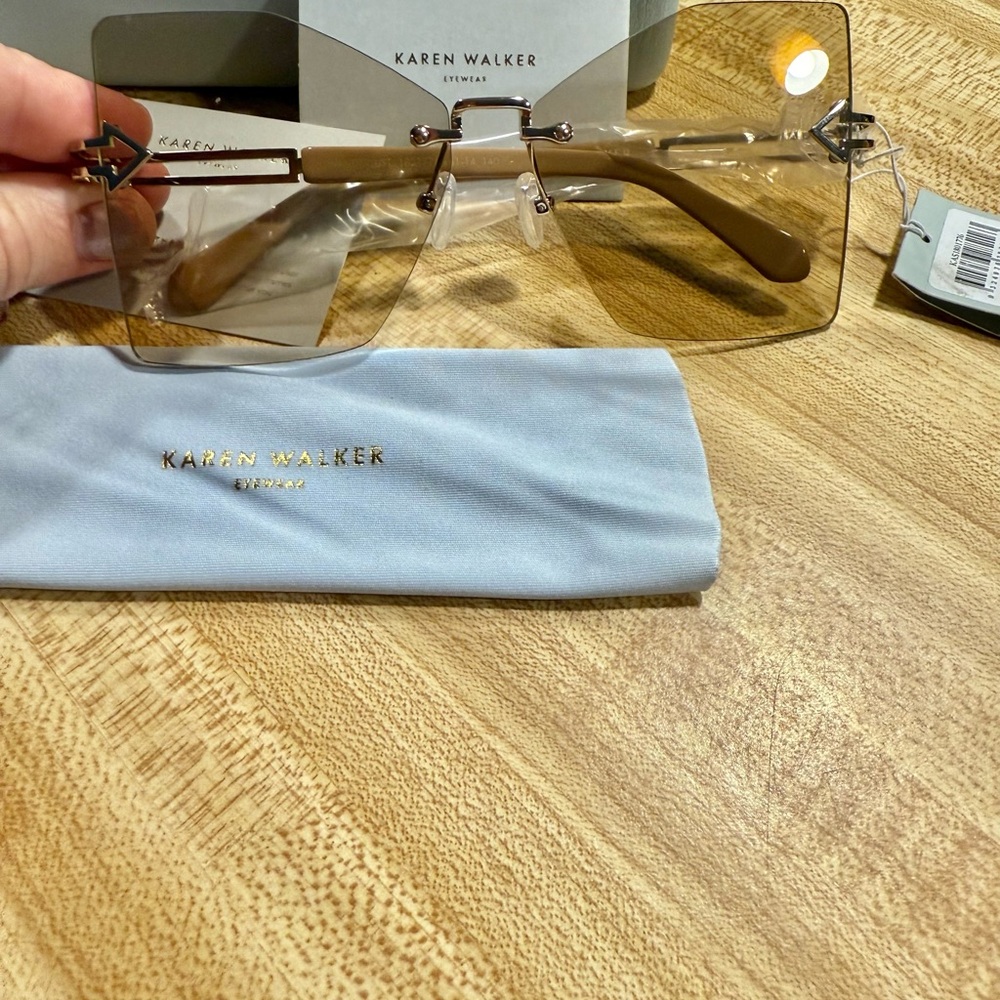 KAREN WALKER WANDERLUST CARAMEL SUNGLASSES IN CASE - Picture 7 of 13